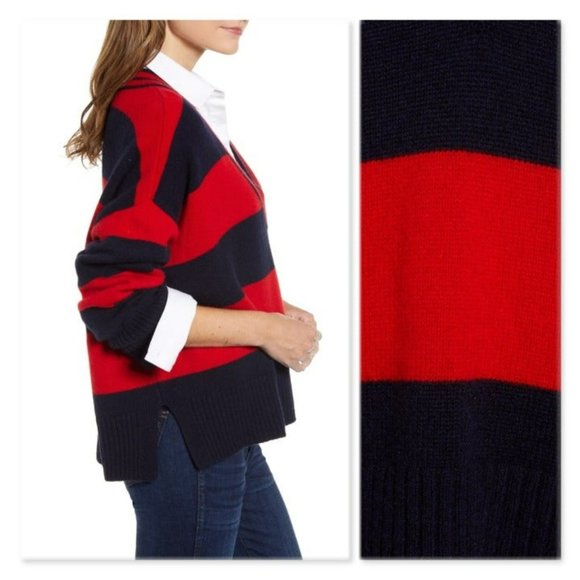 Tommy Hilfiger V-Neck Stripe Sweater - Picture 2 of 12
